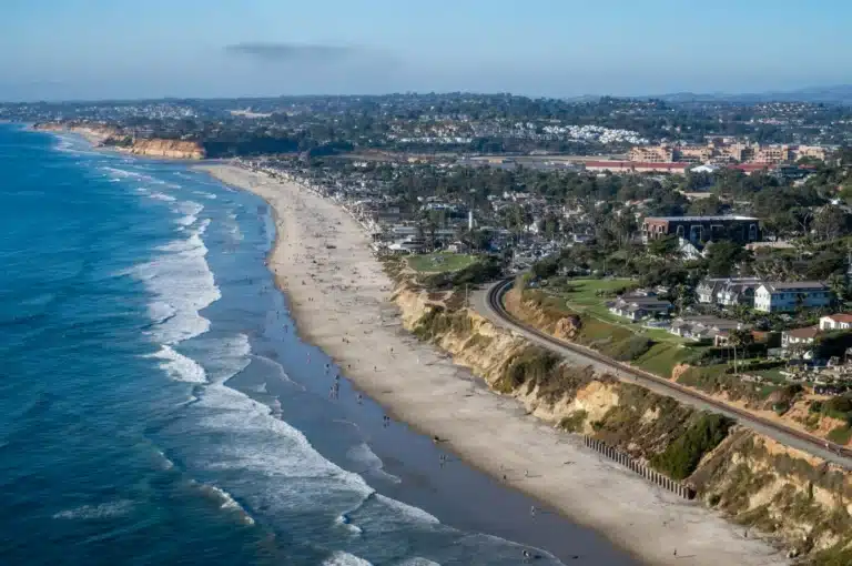 Homes along a beach coastline