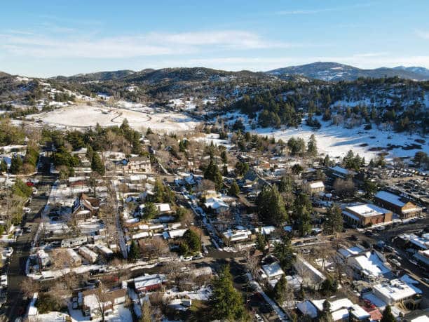 Julian homes under a dusting of snow