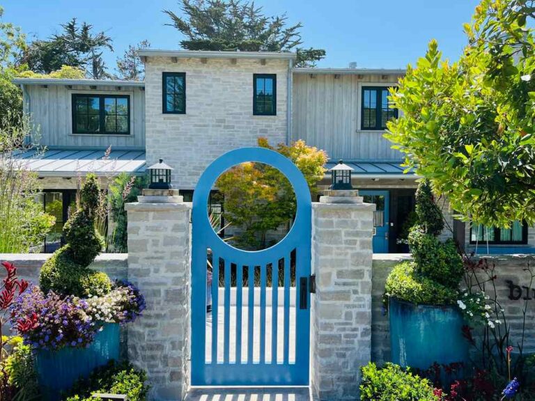 California home behind a blue gate